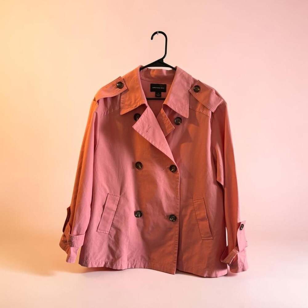 Something Navy Pink Double Breasted Trench Coat